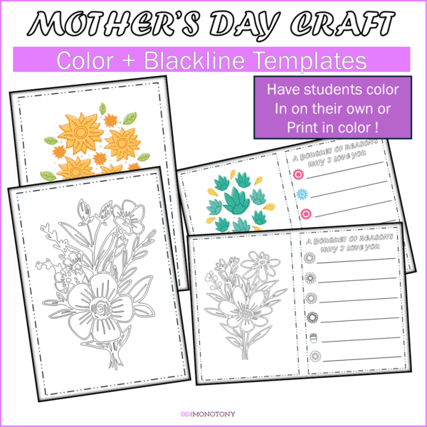 Mother's Day Flower Bouquet Craft and Writing Activity for Kids – Easy Printable