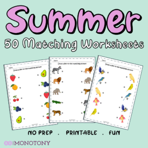 Summer 50 Matching Worksheets